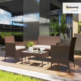 Set di Mobili da Giardino in Rattan 4 Pezzi, Salot