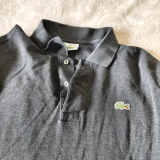 Polo Lacoste manga larga gris talla M