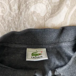 Polo Lacoste manga larga gris talla M