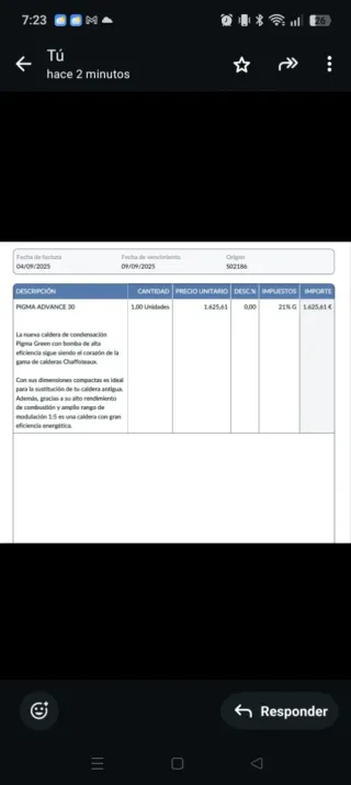 Caldera Chaffoteaux Pigma Advance 30 Condensación