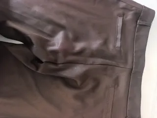 Pantalón mujer raso marrón talla 38