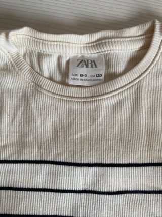 Camiseta Zara niña rayas volantes 8-9 años