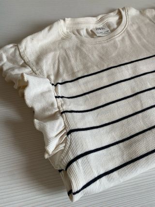 Camiseta Zara niña rayas volantes 8-9 años