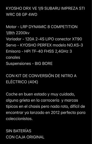 Lote 4 Coches RC KYOSHO DRX 1/9