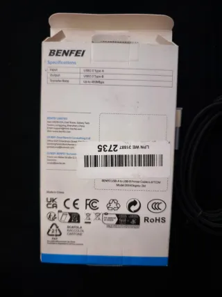 Cable BENFEI USB A a USB B 2M Gris