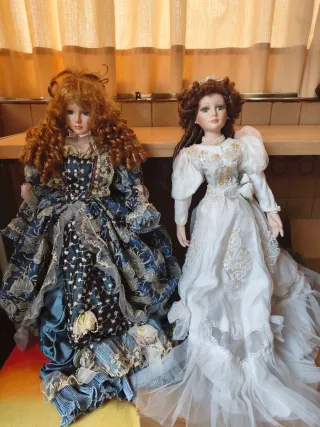 Conjunto 2 Muñecas Porcelana Vintage 70 cm