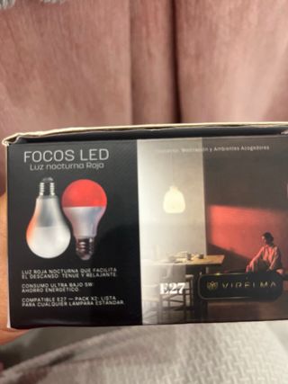 Focos LED Luz Nocturna Roja 2 unidades