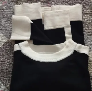 Jersey Negro y Beige Viscosa Poliéster