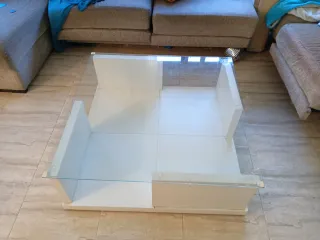 Mesa de centro blanca y cristal banak casual 1mx1m