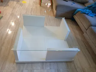 Mesa de centro blanca y cristal banak casual 1mx1m