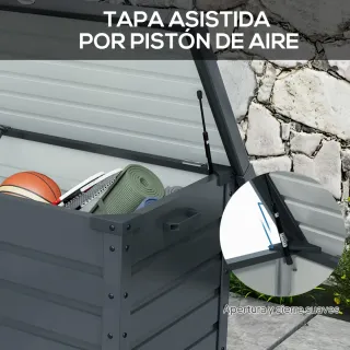 Baúl Almacenaje Exterior Acero Galvanizado Gris
