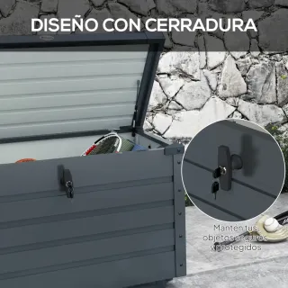 Baúl Almacenaje Exterior Acero Galvanizado Gris