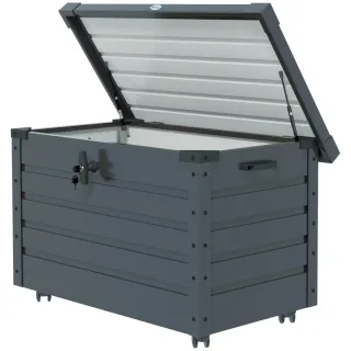 Baúl Almacenaje Exterior Acero Galvanizado Gris