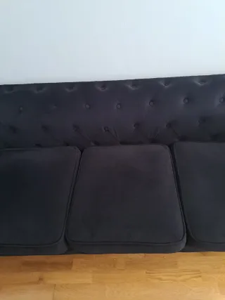Sofá 3 plazas negro terciopelo sin usar