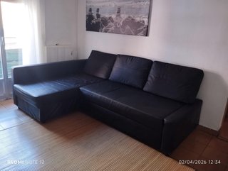 Sofá Cama Negro Piel Friheten