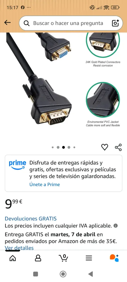 Cable BENFEI VGA Macho/Hembra 1.8m
