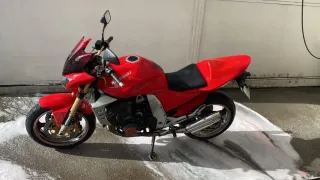 Kawasaki Naked Roja y Plateada