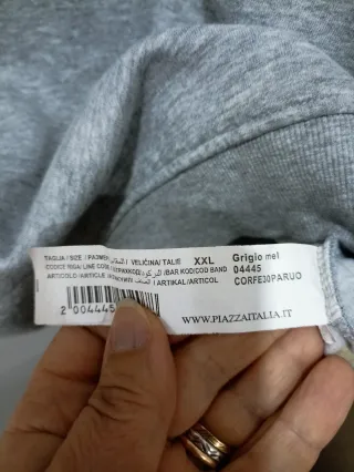 Felpa Piazza Italia Uomo Grigia 2XXL.