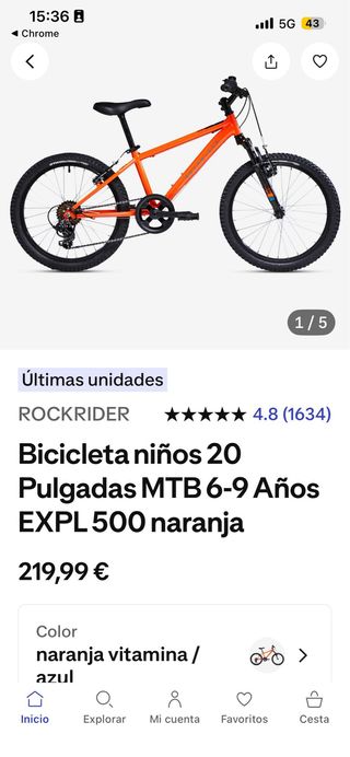 Bicicleta Rockrider 20 Infantil