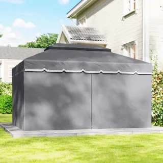 Cenador Jardín 4x3m Pabellón Gazebo Gris