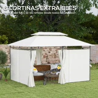 Cenador Jardín 4x3m Doble Techo Beige