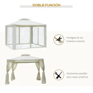 Cenador Jardín 3x4m Pabellón Gazebo