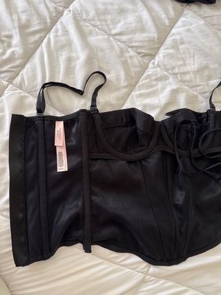 Corsé Victoria's Secret Negro Brillo