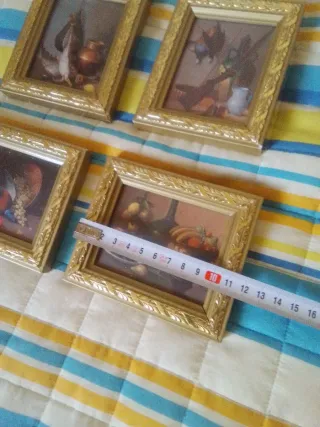 Lote 4 cuadros vintage dorados