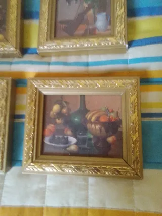 Lote 4 cuadros vintage dorados