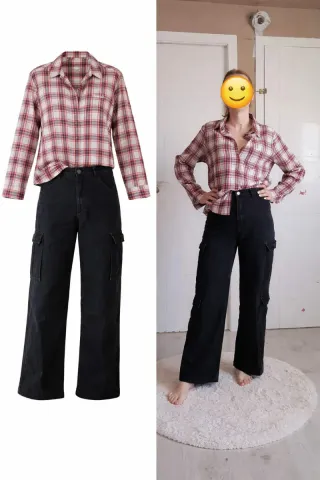 Conjunto Camisa Cuadros  y Vaqueros Cargo