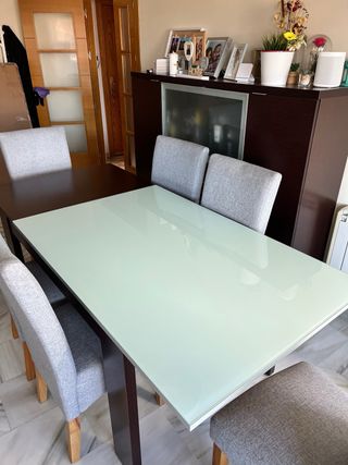 Mesa Comedor Extensible Wengué Cristal