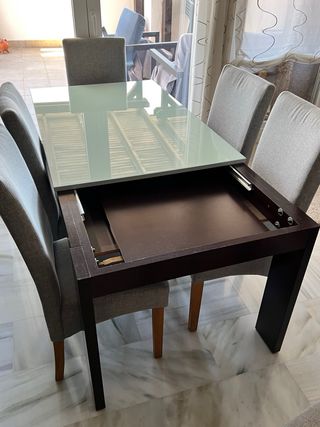 Mesa Comedor Extensible Wengué Cristal