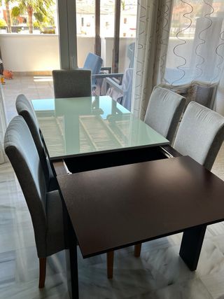 Mesa Comedor Extensible Wengué Cristal