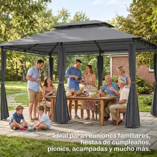 Cenador Jardín 3x4m Pabellón Negro