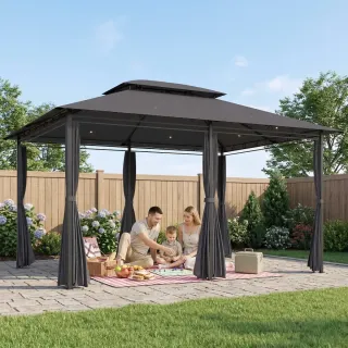 Cenador Jardín 3x4m Pabellón Negro