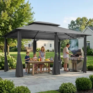 Cenador Jardín 3x4m Pabellón Negro