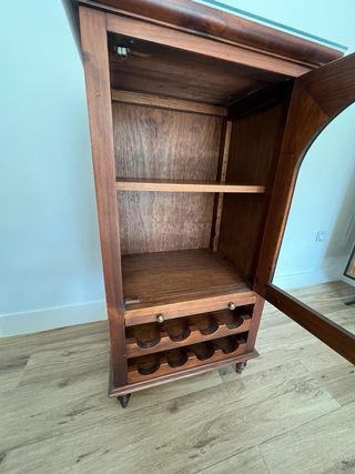 Mueble botellero vinoteca madera y cristal