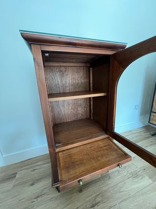 Mueble botellero vinoteca madera y cristal