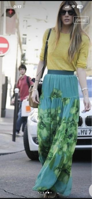 Falda Larga Gasa Estampada Cadena y top