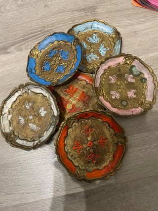 Set 6 Sottobicchieri Vintage Decorati