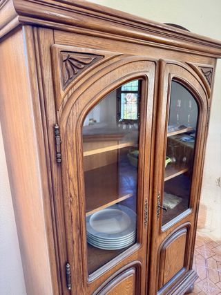 Mueble cristalera madera maciza