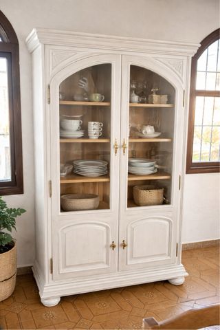 Mueble cristalera madera maciza
