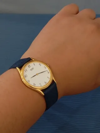 Orologio Seiko Vintage Pelle Blu e Oro