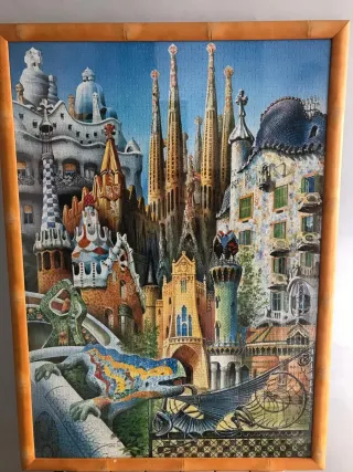 Cuadro Puzzle Gaudí Cristal Madera