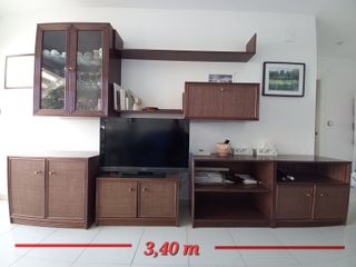 Mueble de comedor modular madera y ratán