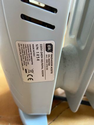 Calefactor eléctrico OK.