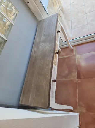 Mueble recibidor madera y cristal