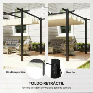 Pérgola 4x3m Techo Retráctil