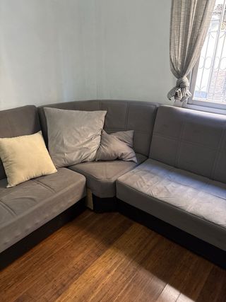 Sofá Rinconera Gris y Beige