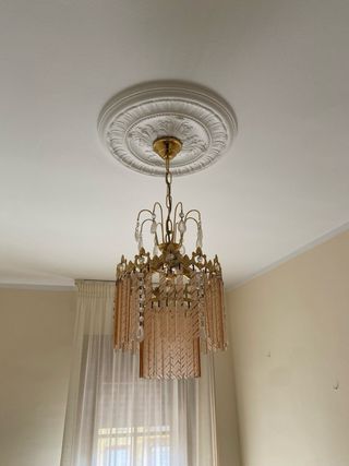 Lámpara de bronce y cristal